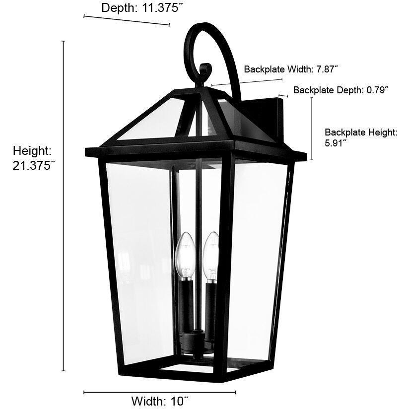 Eston 2 Light 21.38 inch Textured Black Outdoor Wall Sconce